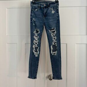 American Eagle Next Level Stretch Distressed Skinny Jeans Women’s Size 2 Regula